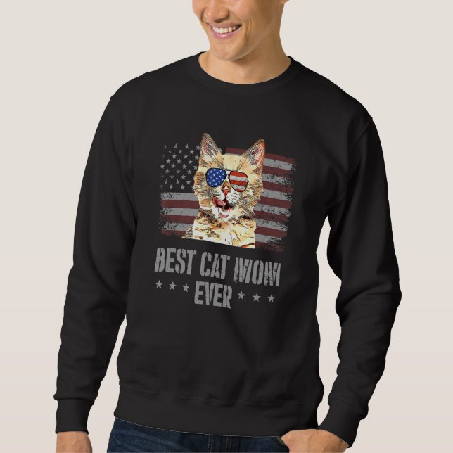 Sweatshirt Meilleur Chat Munchkin Maman Jamais Retro États-Un (Devant)