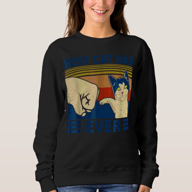Sweatshirt Meilleur Chat Papa Jamais Fist Bump Chat Papa Homm (Devant)