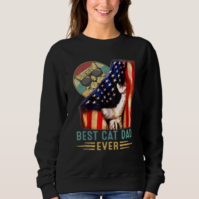 Sweatshirt Meilleur Chat Papa Jamais Père Jour Patriotique Am (Devant)