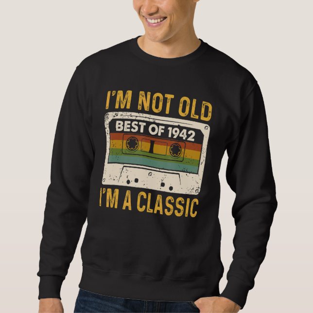 Sweatshirt Meilleur De 1942 80e Anniversaire Bande De Cassett (Devant)