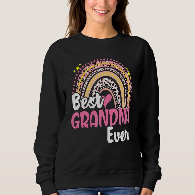 Sweatshirt Meilleur Grand-Mère Jamais Drôle Leopard Rose Rain (Devant)