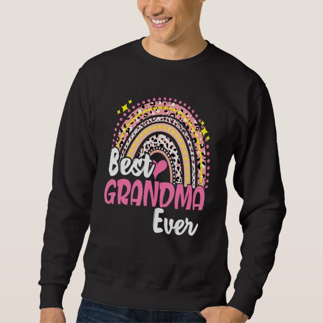 Sweatshirt Meilleur Grand-Mère Jamais Drôle Leopard Rose Rain (Devant)
