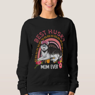 Sweatshirt Meilleur Husky Maman Ever Floral Husky Dog Rainbow
