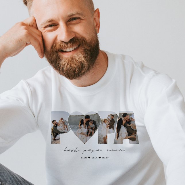 Sweatshirt Meilleur Papa Ever 4 Photo Collage pour papa ou gr (Créateur téléchargé)