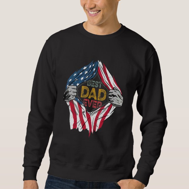 Sweatshirt Meilleur papa jamais American Flag Super Hero Da P (Devant)