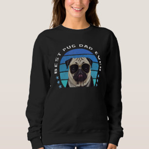 Sweatshirt Meilleur papa Pug de tous les temps Vintage Sunset