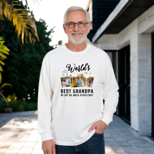 Sweatshirt Meilleur Papi du Monde Collage Personnalisé de 3 P (Créateur téléchargé)