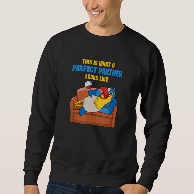 Sweatshirt Meilleur Parrot Ami Avec Vin Sur Canapé (Devant)