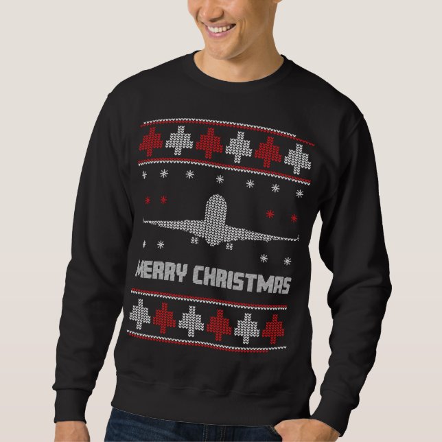 Sweatshirt Meilleur pilote de Noël Aviation Douleur moche (Devant)