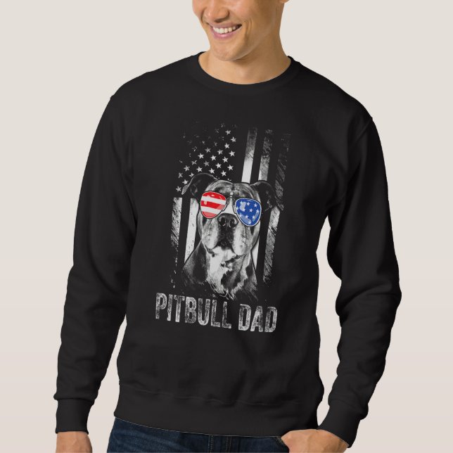 Sweatshirt Meilleur Pitbull Papa Jamais Drapeau Américain Chi (Devant)