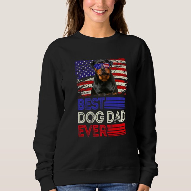 Sweatshirt Meilleur Rottweiler papa jamais American Flag Patr (Devant)