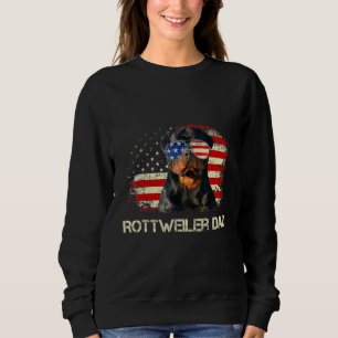 Sweatshirt Meilleur Rottweiler Papa Jamais Drapeau Américain