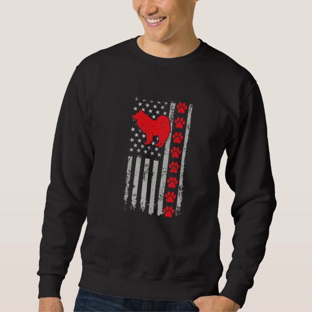 Sweatshirt Meilleur Samoyède Pompiers Maman Papa Ever Drapeau (Devant)
