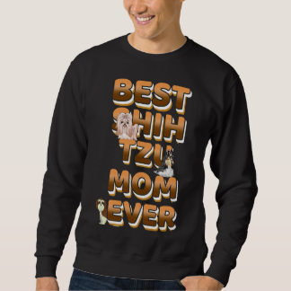 Sweatshirt Meilleur Shih Tzu Maman Jamais Texte D'Or