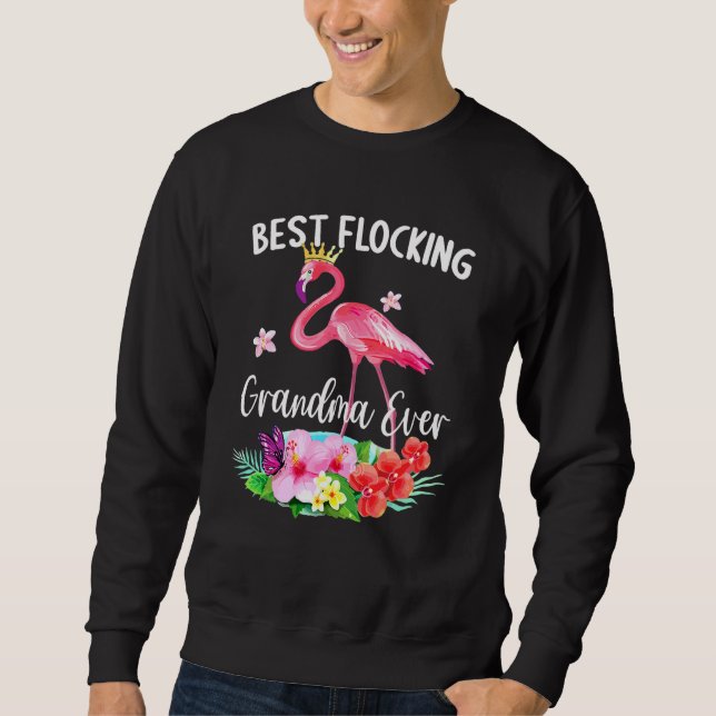 Sweatshirt Meilleur Ventilateur De Flamant rose De Grand-Mère (Devant)