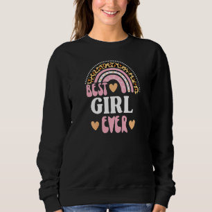 Sweatshirt Meilleure fille jamais Cool Retro Leopard Arc-en-c