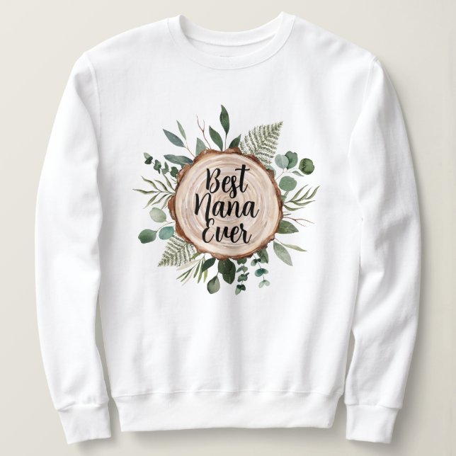 Sweatshirt Meilleure Grand-mère Mamie Rustique Bois et Feuill (Design devant)
