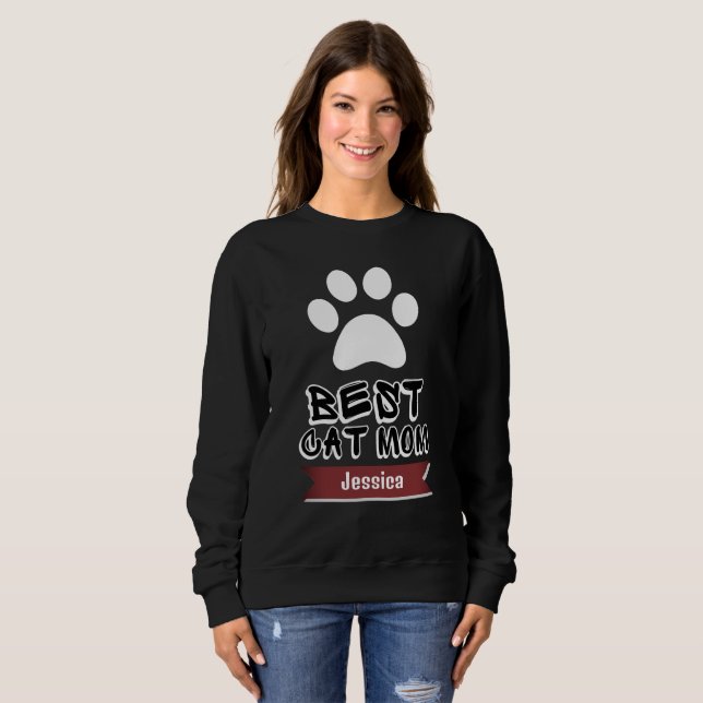 Sweatshirt meilleure maman chatte, maman maman maman personna (Devant entier)