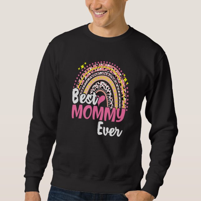Sweatshirt Meilleure maman Jamais Drôle Léopard Rose Rainbow  (Devant)