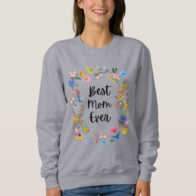 Sweatshirt Meilleure Maman Jamais Joli Fleurs sauvages Boho F (Devant)