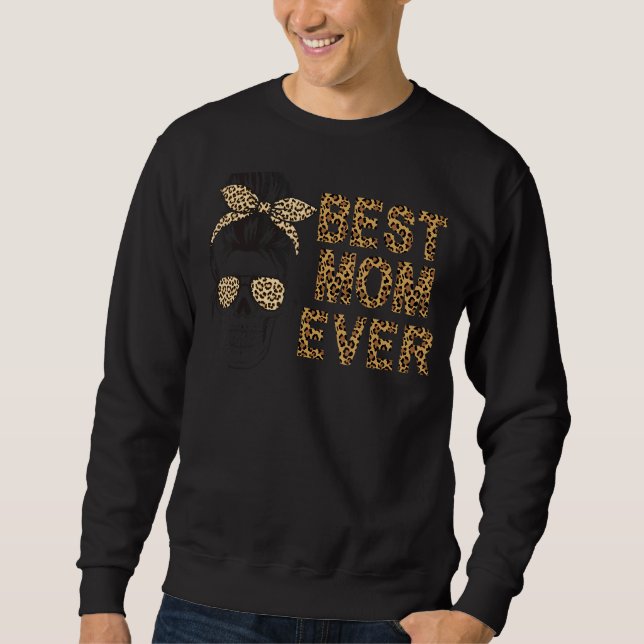 Sweatshirt Meilleure maman jamais Skull Leopard lunettes de s (Devant)