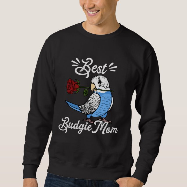 Sweatshirt Meilleure maman perroquet Je Blue Budgie Budgeriga (Devant)