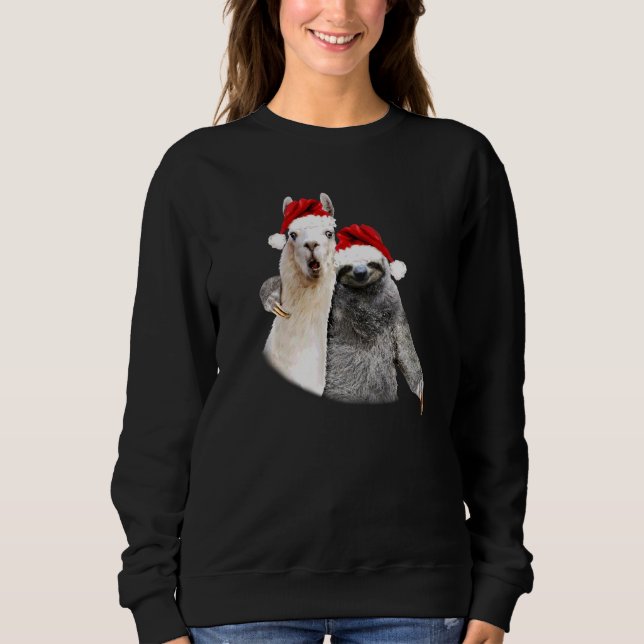 Sweatshirt Meilleurs voeux de Noël Sloth & Llama Drôle Noël (Devant)