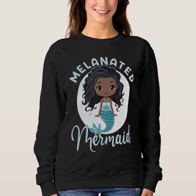 Sweatshirt Melanated Mermaid Black African American Mermaid F (Devant)