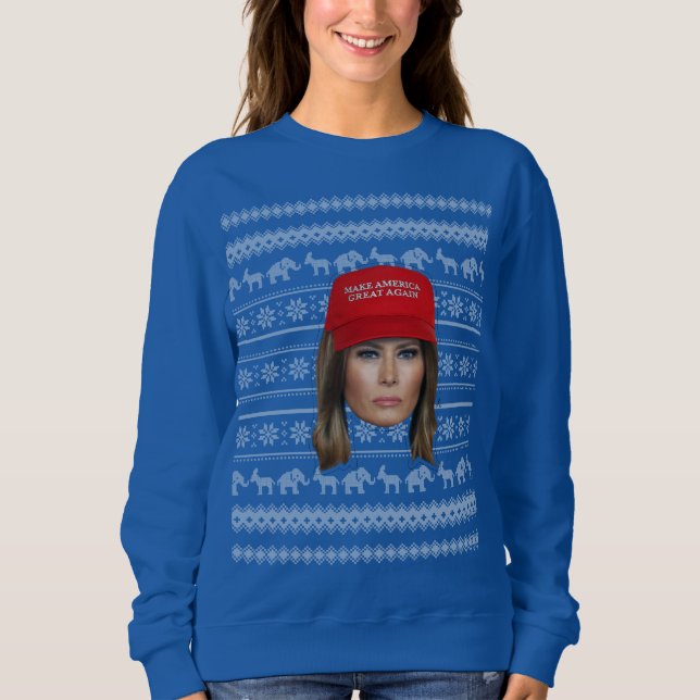 Sweatshirt Melania Trump MAGA Noël (Devant)