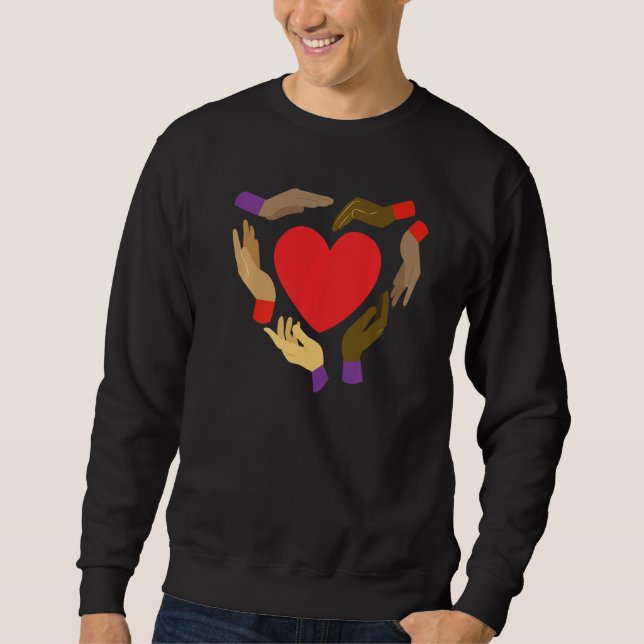 Sweatshirt Melanin Hands Heart Valentines Day Black History M (Devant)