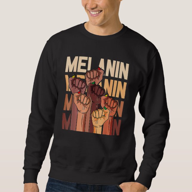Sweatshirt Melanin Leaders Black History Month Power Fist Han (Devant)