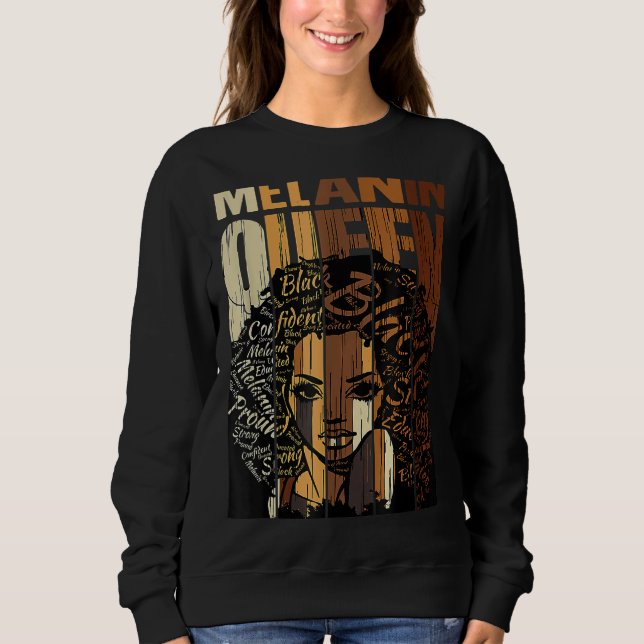 Sweatshirt Melanin Queen Black History Month Afro African Pri (Devant)