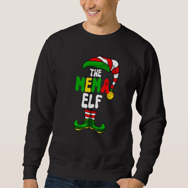 Sweatshirt Mema Elf Pyjama Groupe de Noël Correspondant Fêtes (Devant)