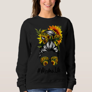 Sweatshirt Mema Life Messy Hair Bun Sunflower Femmes Mère