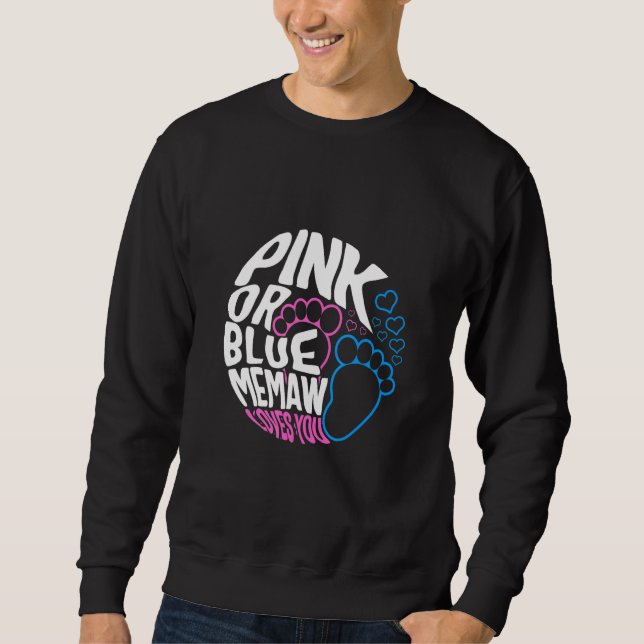 Sweatshirt Memaw Pink Or Blue Gender Reveal Baby Feet Memaw L (Devant)