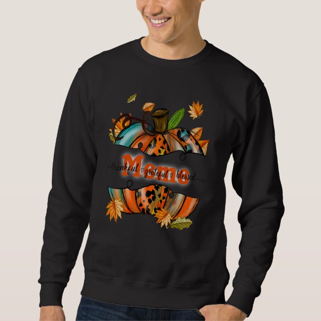Sweatshirt Mème Citrouille Leopard mème Merci Grateful Blesse (Devant)