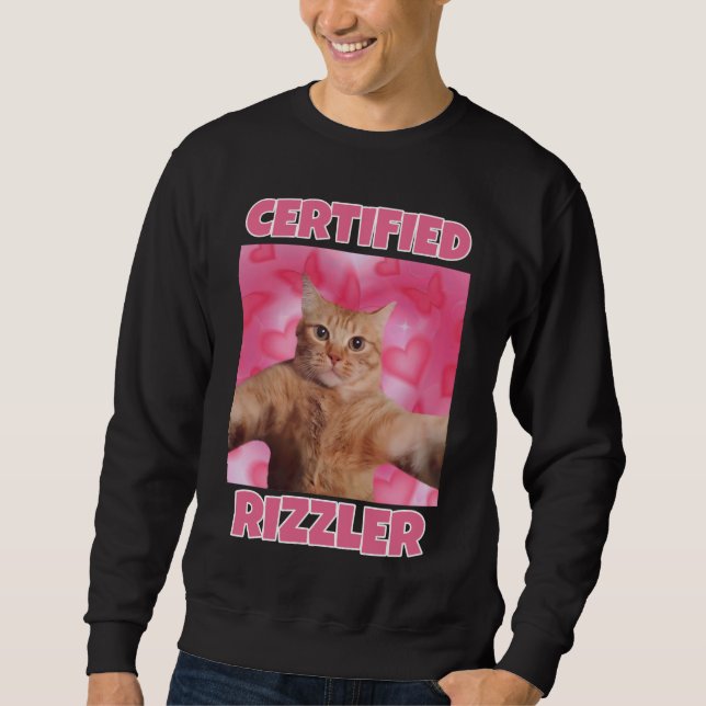 Sweatshirt Mème de chat certifié RIZZLER (Devant)