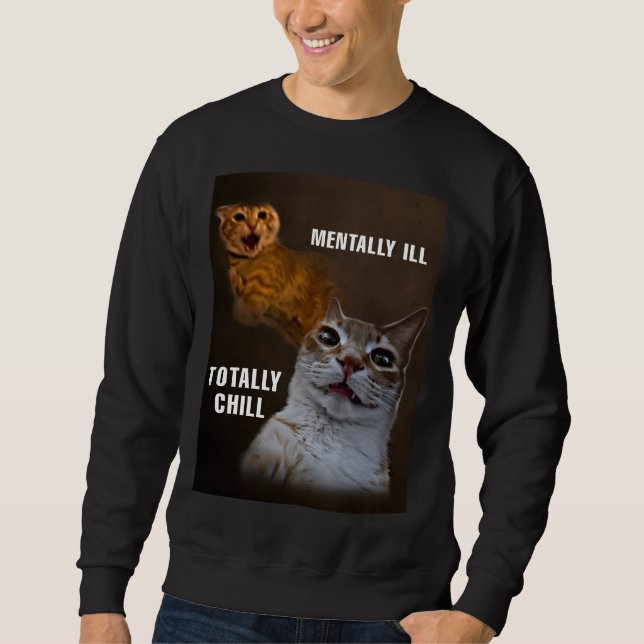 Sweatshirt Mème de chat complètement froid (Devant)