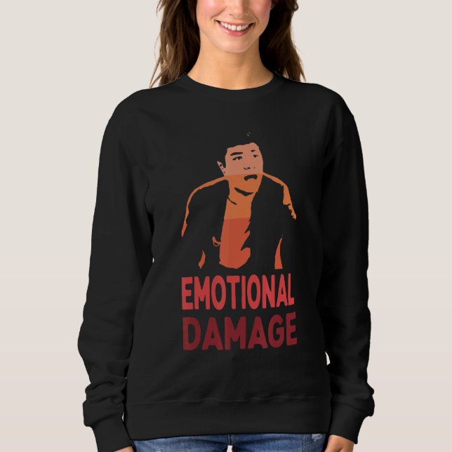 Sweatshirt Mème de dommages émotionnels Asiatique gars rétro  (Devant)