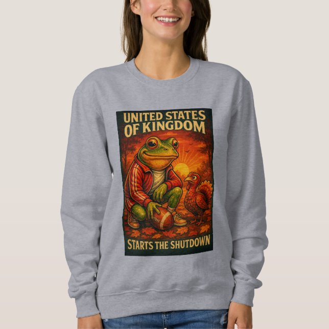 Sweatshirt Mème de grenouille drôle satire – Royaume-Uni des  (Devant)