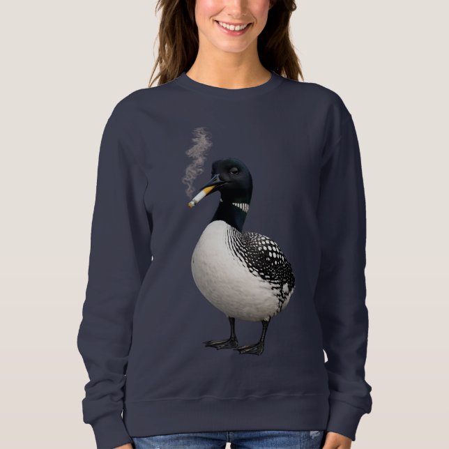 Sweatshirt mème de plongeon huard canadien stupide qui fume (Devant)