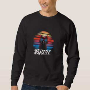 Sweatshirt Mème drôle dire Bruh avec Cat Salutations Ados Bo
