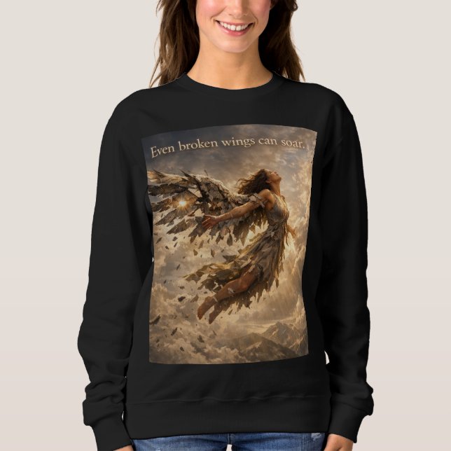 Sweatshirt Même les ailes brisées peuvent s'envoler – Ange In (Devant)