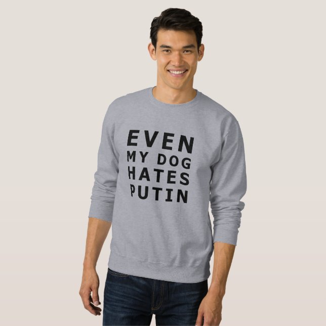 Sweatshirt Même mon chien déteste poutine (Devant entier)