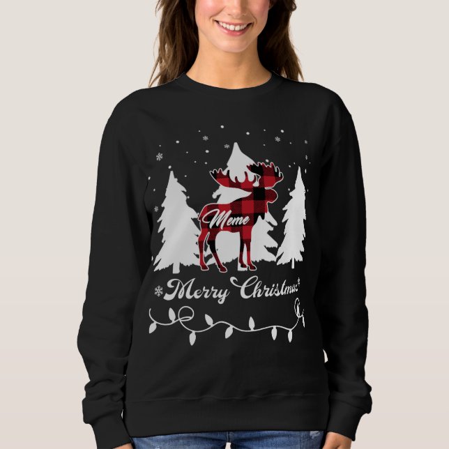Sweatshirt Meme Moose Buffalo Red Plaid Christmas Matching Fa (Devant)