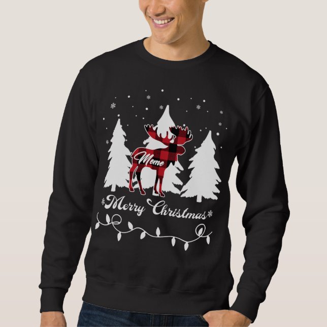 Sweatshirt Meme Moose Buffalo Red Plaid Christmas Matching Fa (Devant)