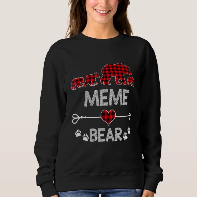Sweatshirt Mème Ours Rouge Buffalo Plaid Mème Ours Pyjama (Devant)