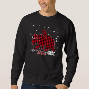 Sweatshirt Mème Ours Santa Chapeau Correspondance Famille Rou
