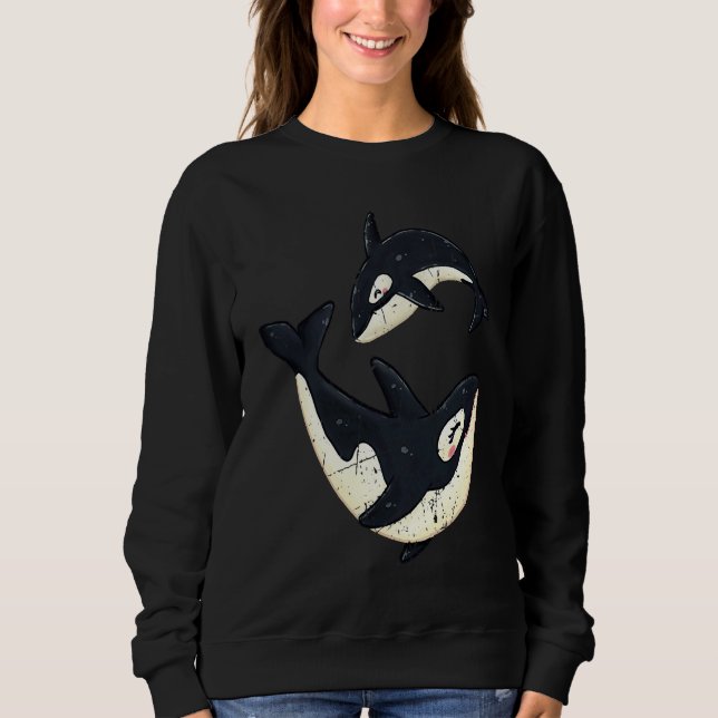 Sweatshirt Men Women Happy Orcas Killer Whale Cute Orca Lover (Devant)
