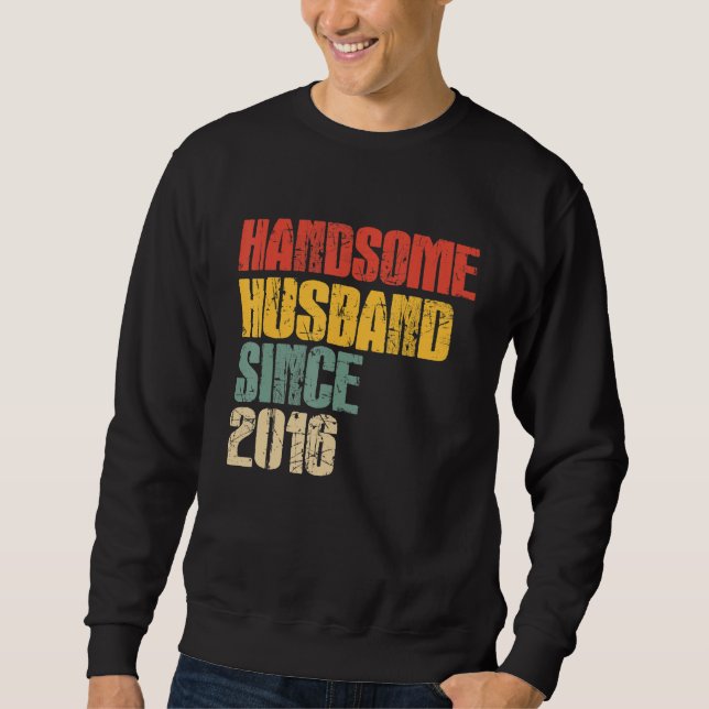 Sweatshirt Mens 7th Wedding Anniversary for Him Handsome Husb (Devant)